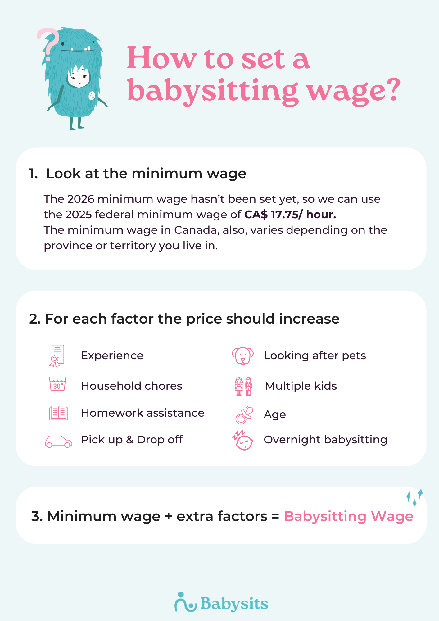 Hourly rate babysitting calculation