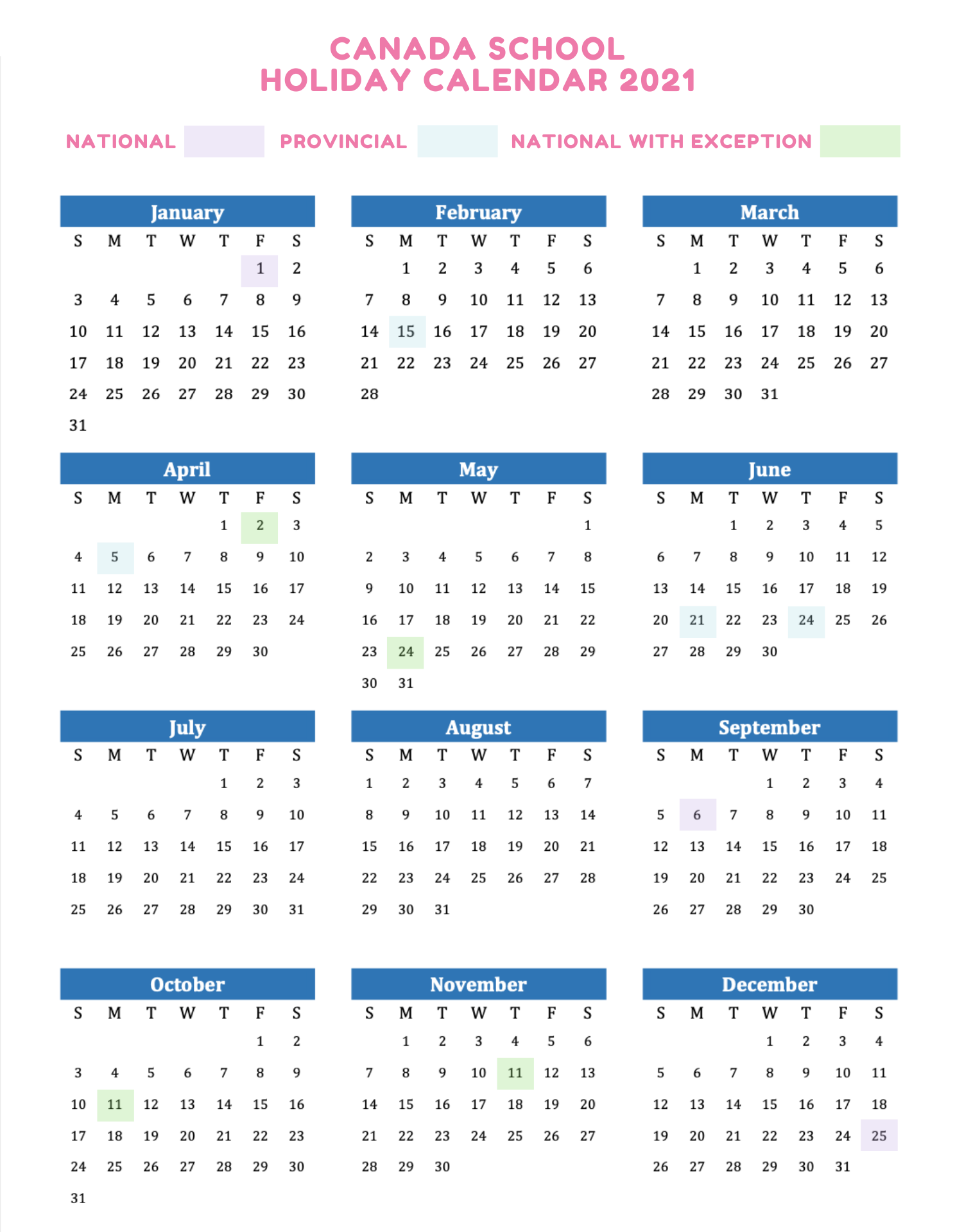 School Holidays Canada 2021 Calendar For School Holidays In Canada 
