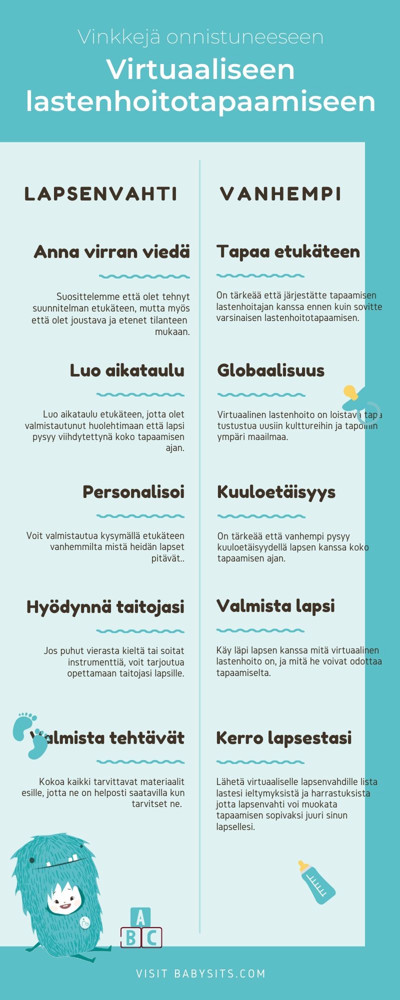 Vinkit virtuaaliseen lastenhoitoon