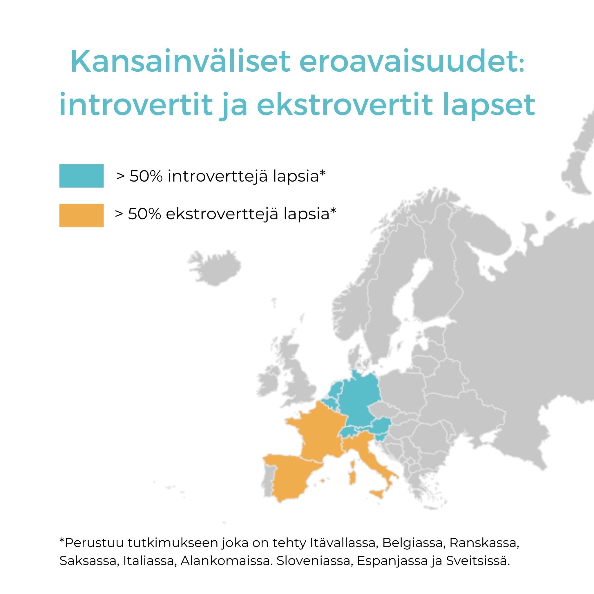 Introverttejä ja ekstroverttejä lapsia Euroopassa