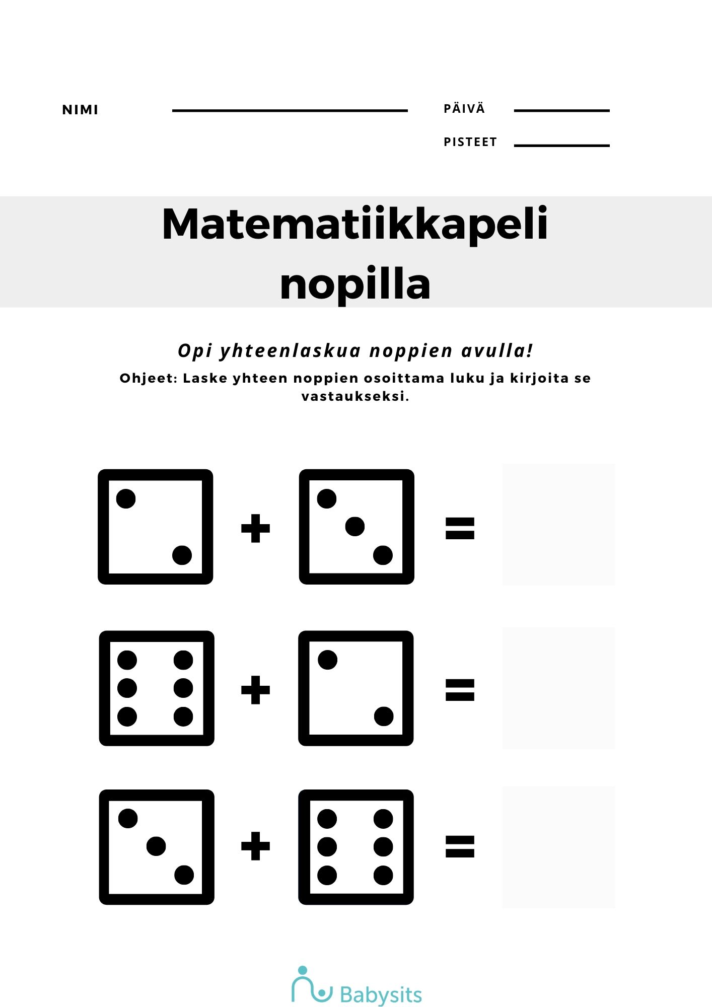 Tulostettavat Matematiikkateht v t Lapsille
