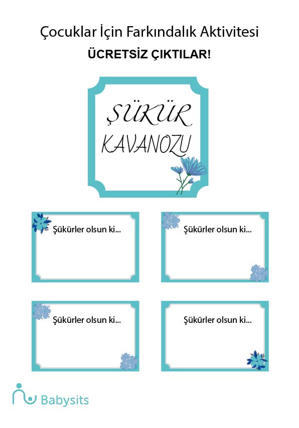 Şükür Kavanozu Yazdırılabilir Farkındalık Etkinliği