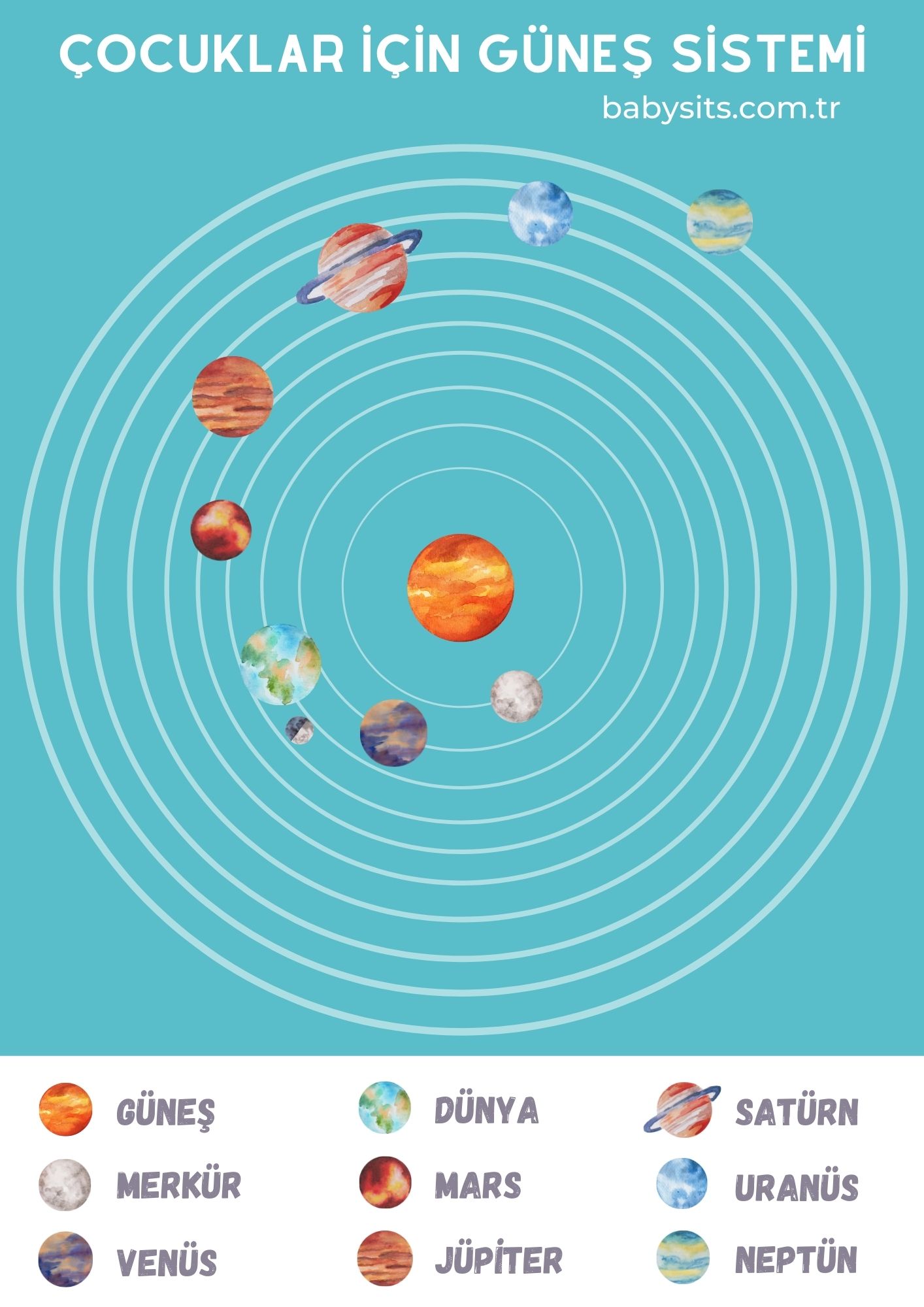 çocuklar için güneş sistemi modeli