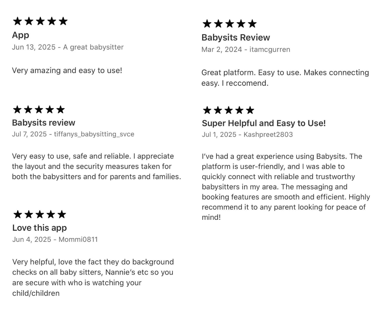 Babysits app reviews